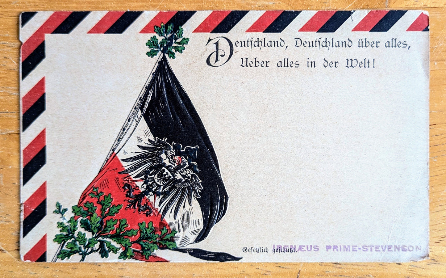 1900s Imperial Germany Flag "Deutschland uber alles" Lyrics Embossed Postcard - German Patriotic Song - Antique German Patriotism Postcard