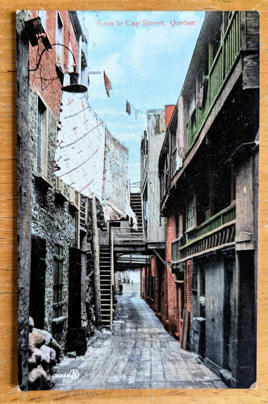 1900s Sous le Cap Street Quebec Canada Color Postcard - Valentines Color Series - Antique Color Lithograph Quebec Canadian Postcard
