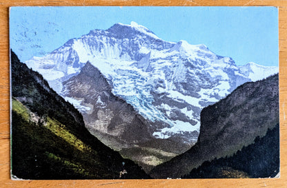 1908 Interlaken Die Jungfrau Switzerland R. Gabler Photographer Postcard - Stamped/Postmarked 1908 - Antique Color Photo Swiss Alps Postcard