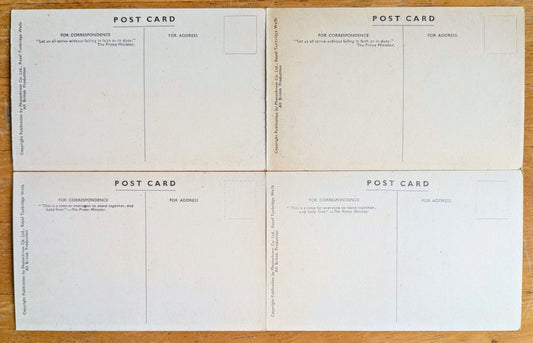 Lot of 4 1910s Blackpool England Sepia Type Photograph Postcards - Photochrom Co. - Antique Blackpool Pier Black and White Postcards