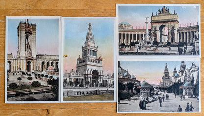 Lot of 4 1915 Panama-Pacific International Exposition Hand-Colored Postcards - Albertype Co. - Vintage San Francisco Expo 1915 Postcards