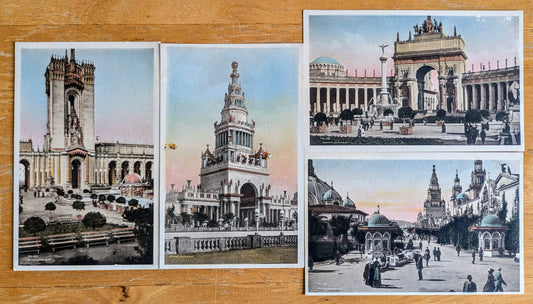 Lot of 4 1915 Panama-Pacific International Exposition Hand-Colored Postcards - Albertype Co. - Vintage San Francisco Expo 1915 Postcards