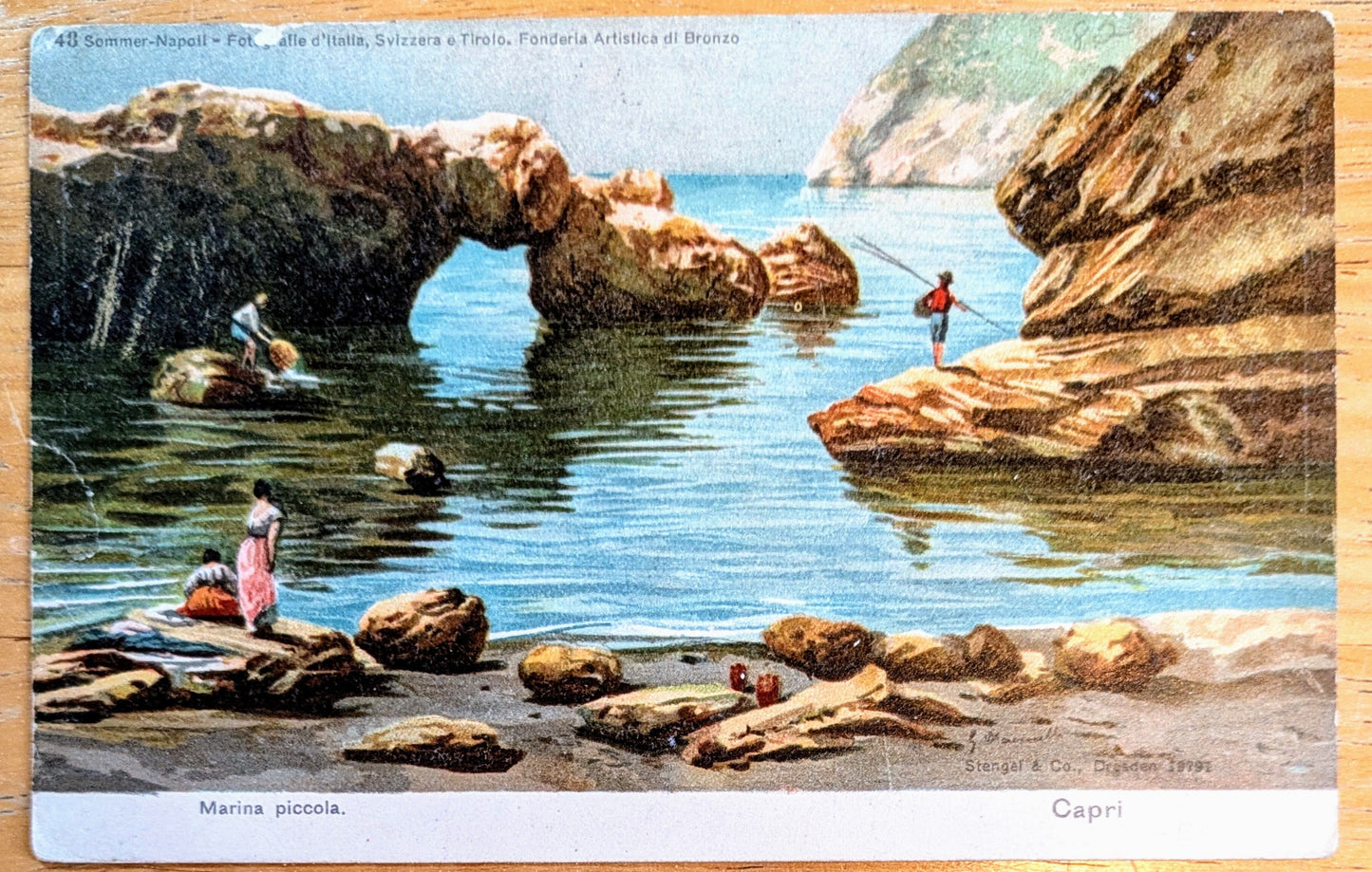 1900s Marina Piccola, Capri Italy Artist Postcard - Stengel & Co. Publisher, No. 48 - Antique Capri Artist Signed Painting Postcard