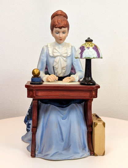 1985 Avon Mrs. Albee Award Porcelain Figurine - Writing Desk - Like New, No Box - Avon Presidents Club Award 1985