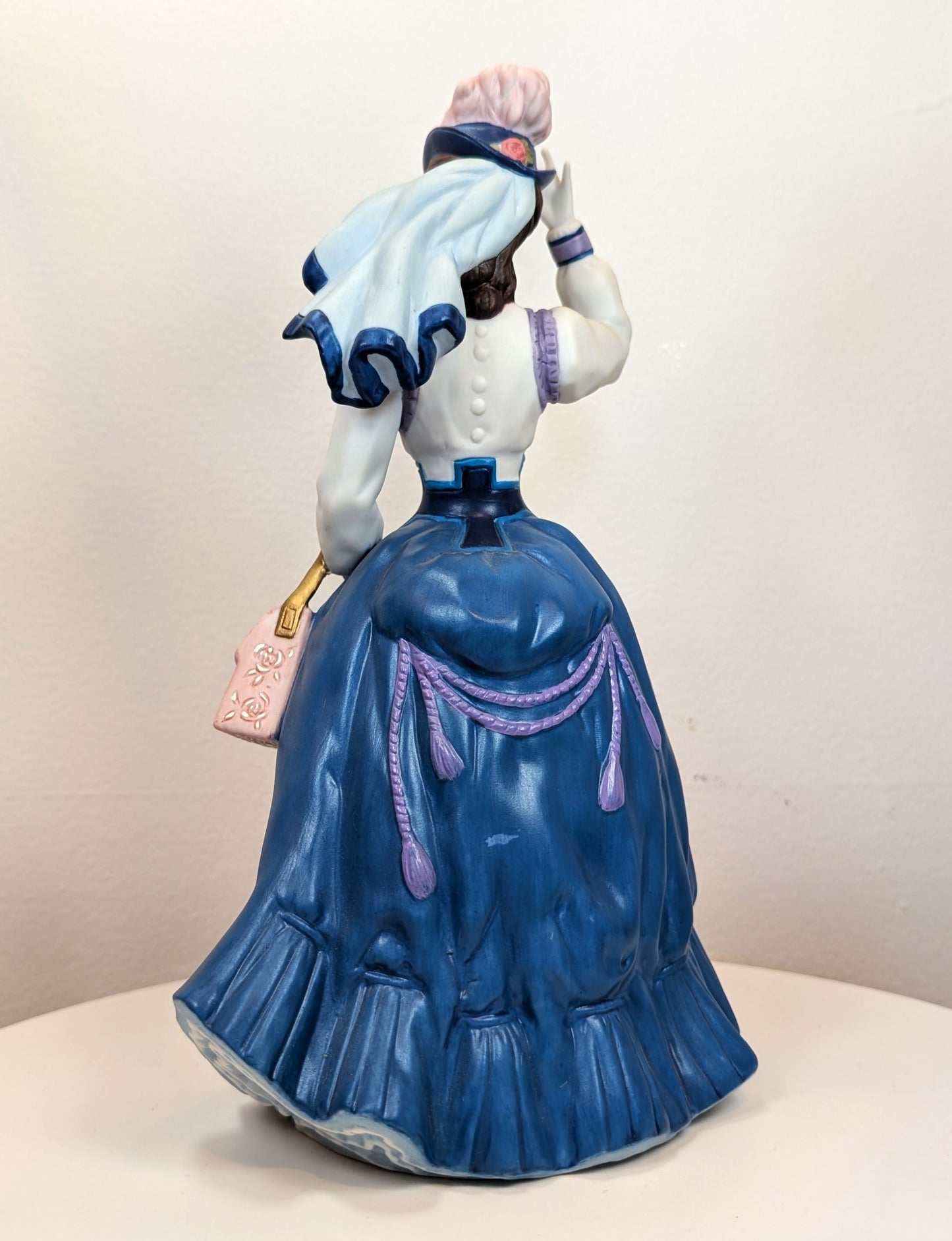 1996 Avon Mrs. Albee Award Porcelain Figurine - Blue and Purple Dress - Like New, No Box - Avon Presidents Club Award 1996