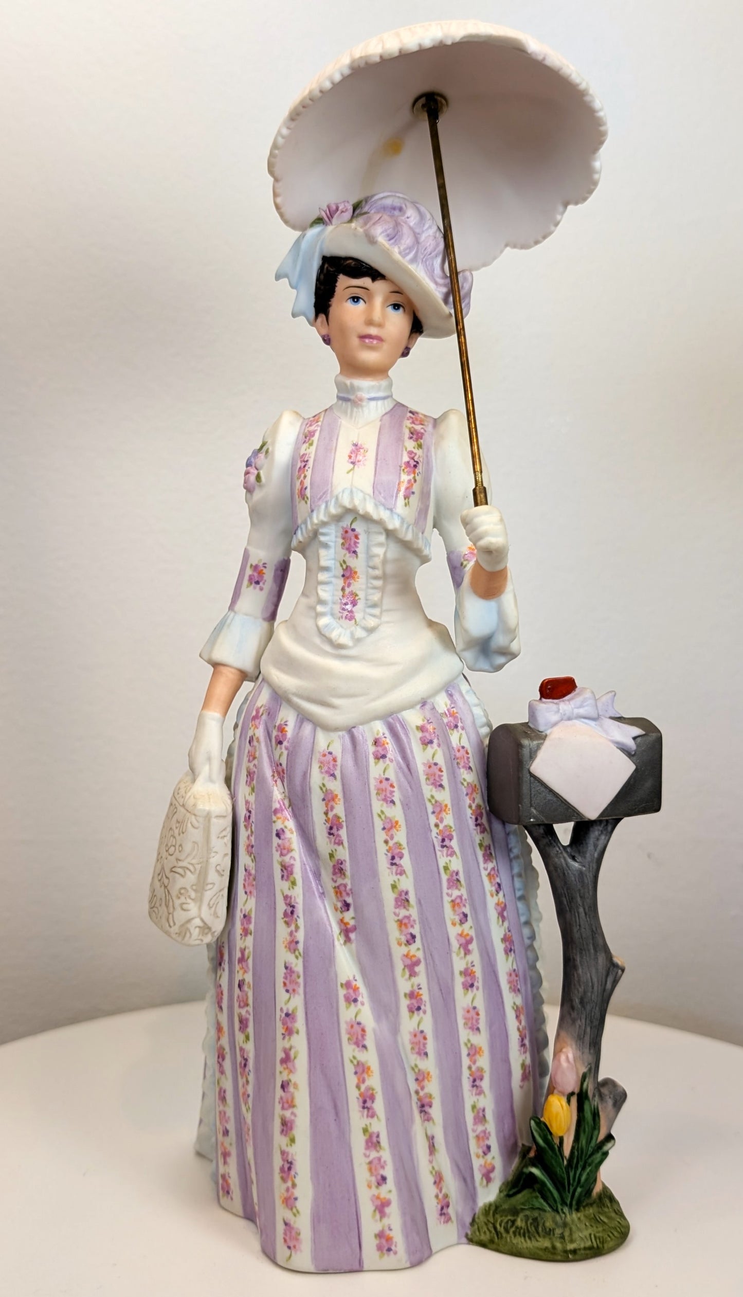 1988 Avon Mrs. Albee Award Porcelain Figurine - Umbrella & Mailbox - Like New, No Box - Avon Presidents Club Award 1988