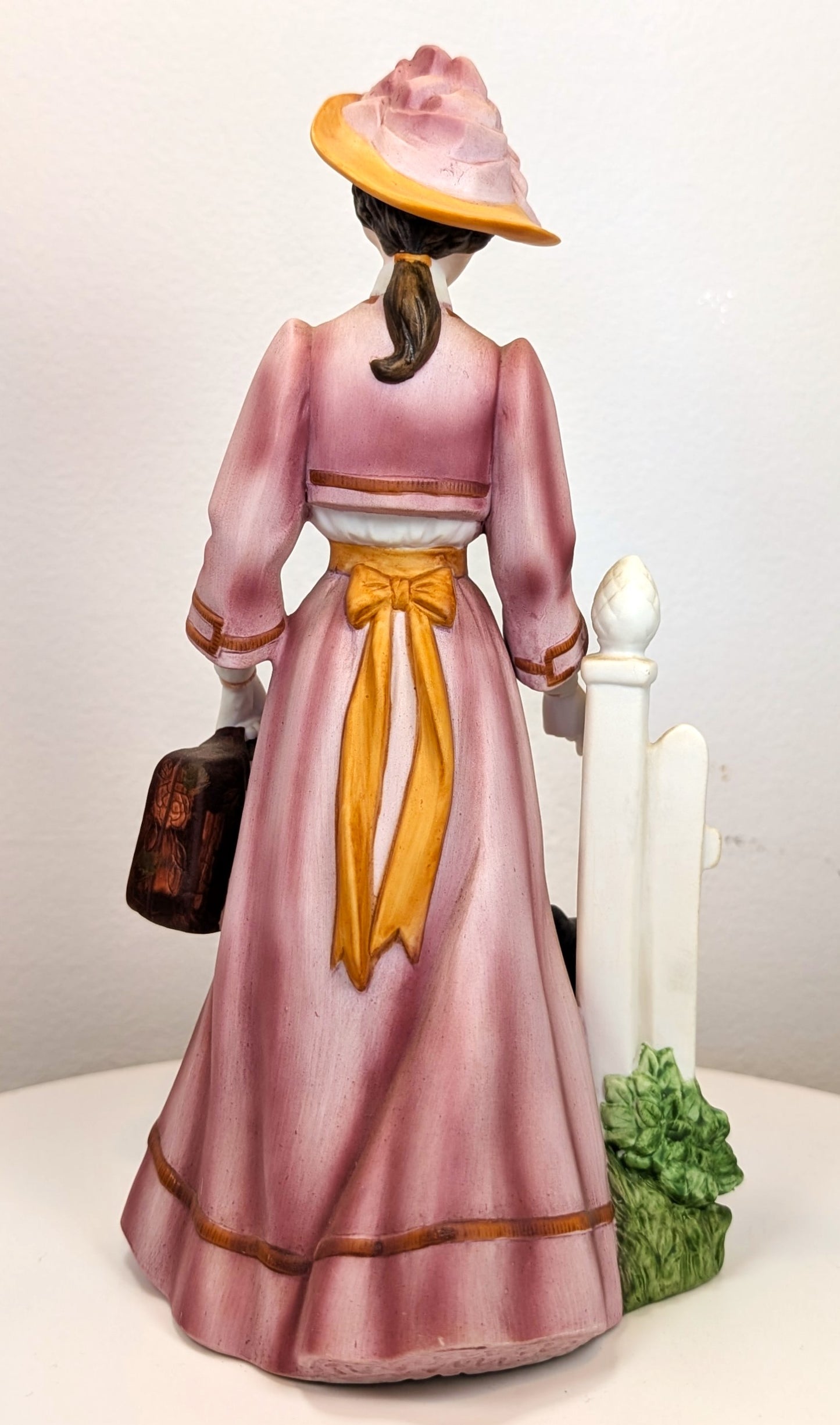 1983 Avon Mrs. Albee Award Porcelain Figurine - Fence and Terrier - Like New, No Box - Avon Presidents Club Award 1983