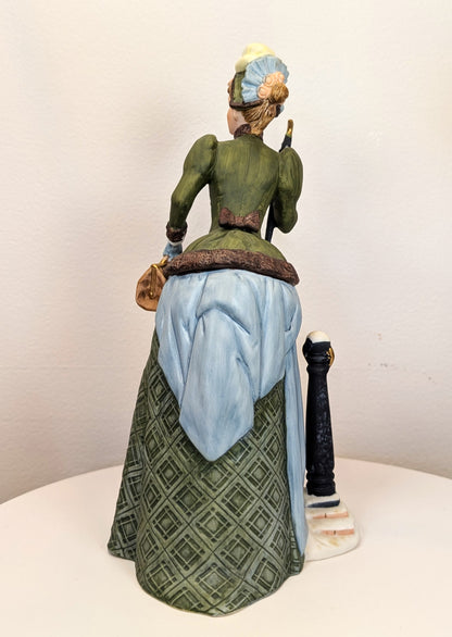 1987 Avon Mrs. Albee Award Porcelain Figurine - Green Dress and Pillar - Like New, No Box - Avon Presidents Club Award 1987