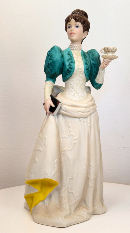 1995 Avon Mrs. Albee Award Porcelain Figurine - Holding Teacup - Like New, No Box - Avon Presidents Club Award 1995