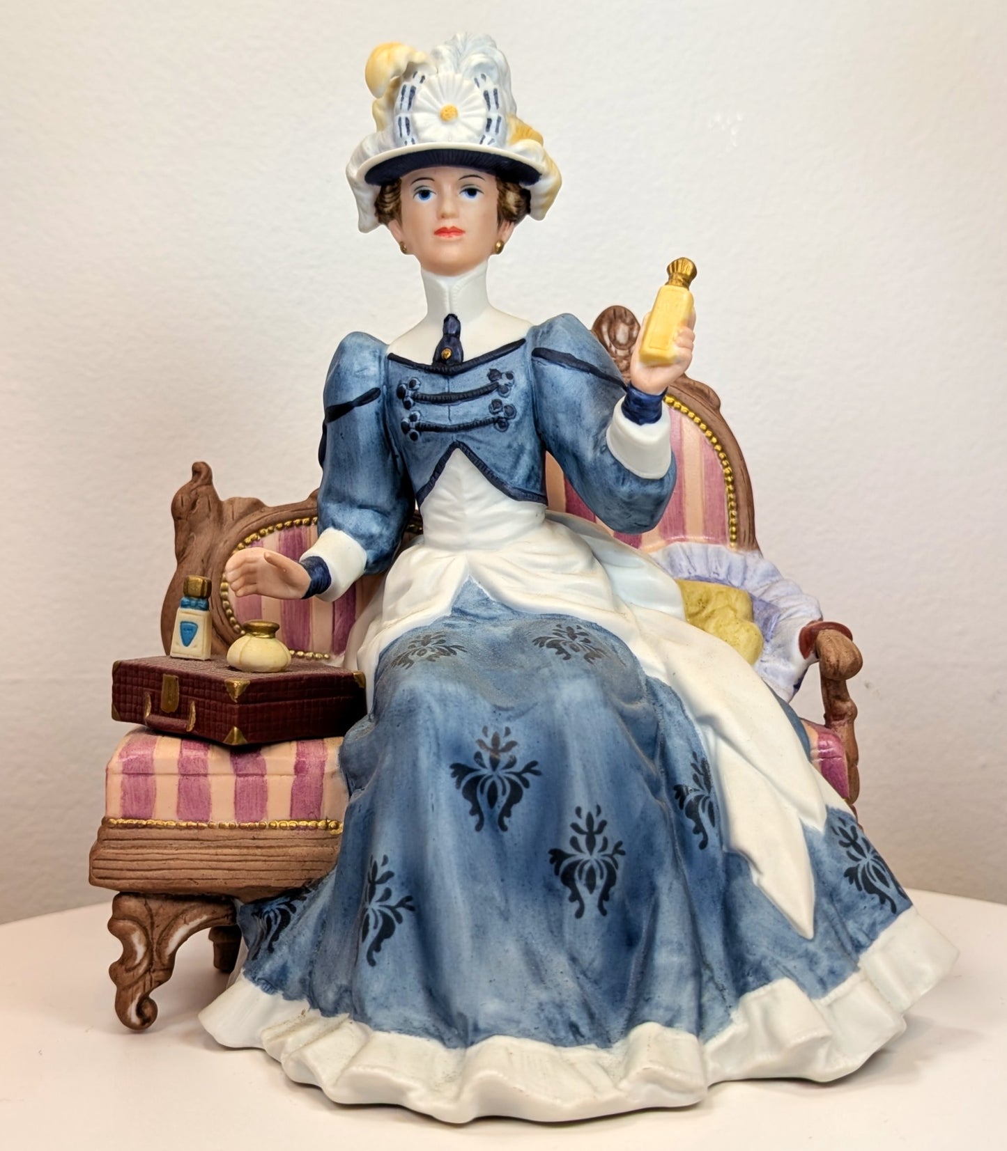 1992 Avon Mrs. Albee Award Porcelain Figurine - Sitting on Couch - Like New, No Box - Avon Presidents Club Award 1992