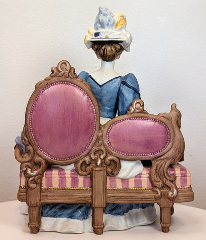 1992 Avon Mrs. Albee Award Porcelain Figurine - Sitting on Couch - Like New, No Box - Avon Presidents Club Award 1992