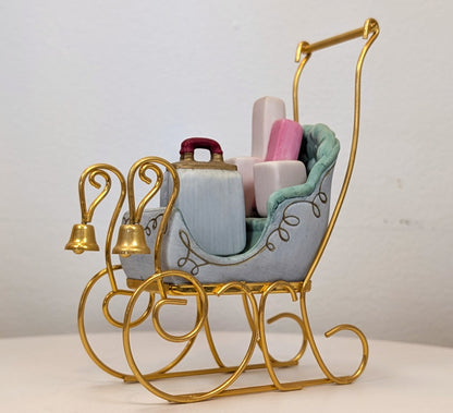 1989 Avon Mrs. Albee Award Porcelain Figurine - Christmas Sleigh - Like New, No Box - Avon Presidents Club Award 1989