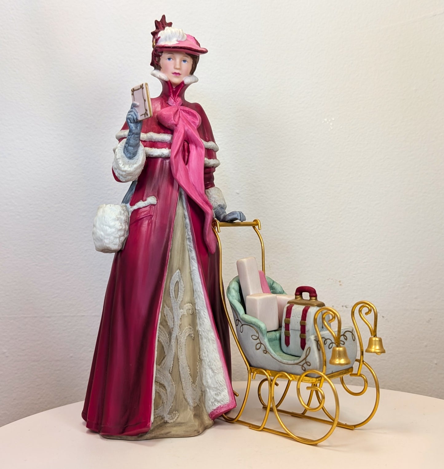 1989 Avon Mrs. Albee Award Porcelain Figurine - Christmas Sleigh - Like New, No Box - Avon Presidents Club Award 1989