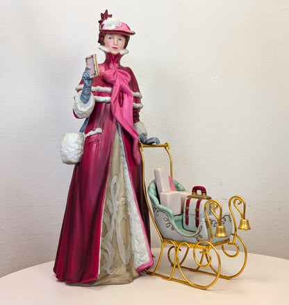 1989 Avon Mrs. Albee Award Porcelain Figurine - Christmas Sleigh - Like New, No Box - Avon Presidents Club Award 1989