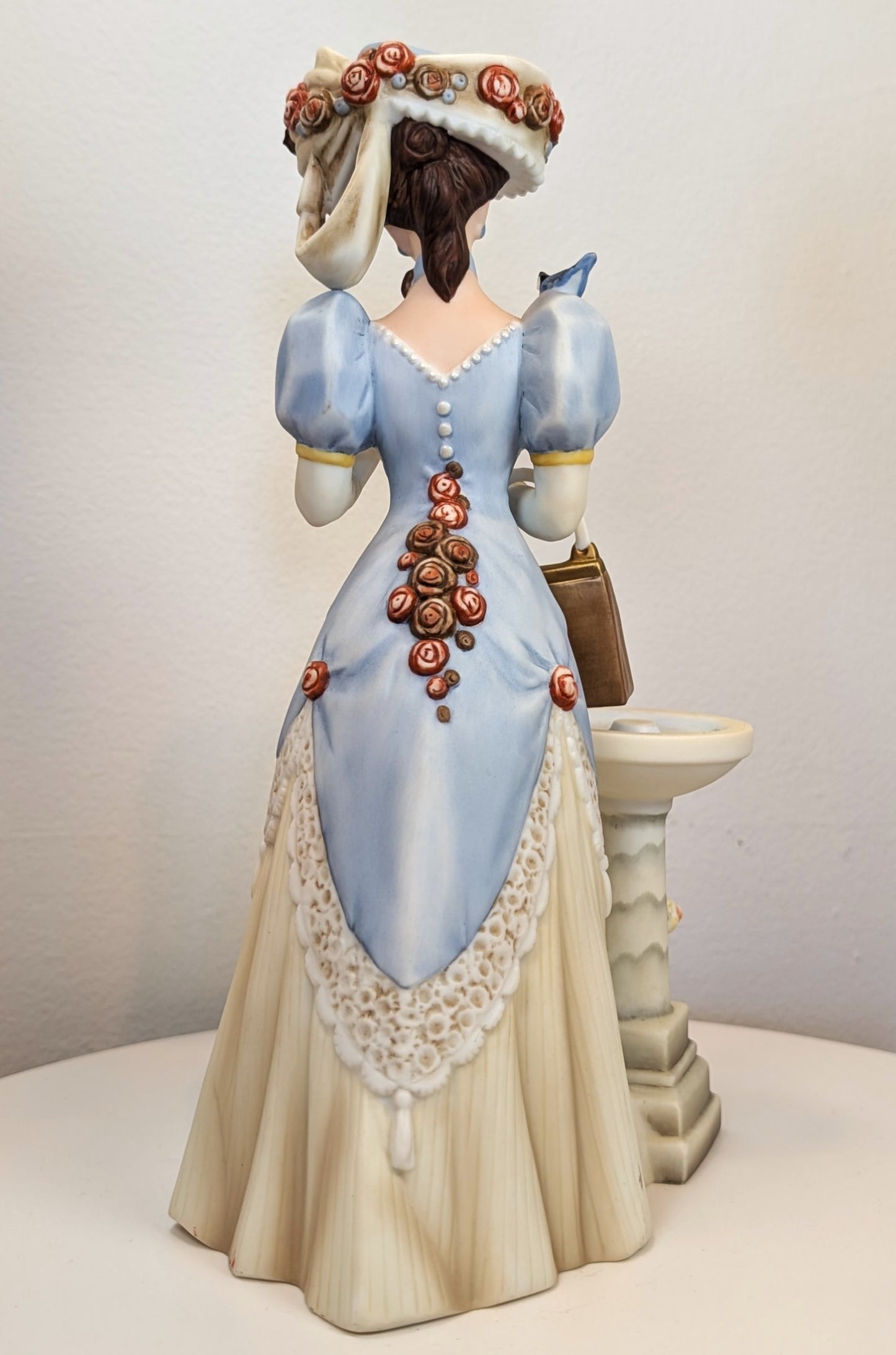 1998 Avon Mrs. Albee Award Porcelain Figurine - Birdbath - Like New, No Box - Avon Presidents Club Award 1998