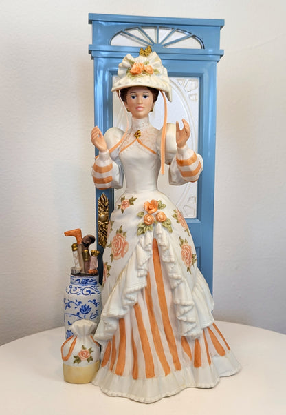 1993 Avon Mrs. Albee Award Porcelain Figurine - 11" Tall Door - Like New, No Box - Avon Presidents Club Award 1993
