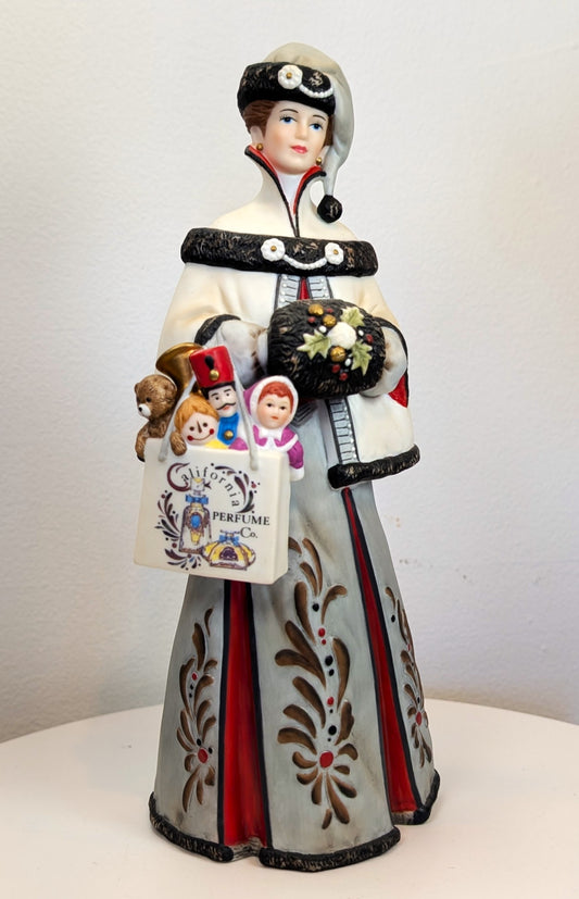 1999 Avon Mrs. Albee Award Porcelain Figurine - Christmas Shopping - Like New, No Box - Avon Presidents Club Award 1999