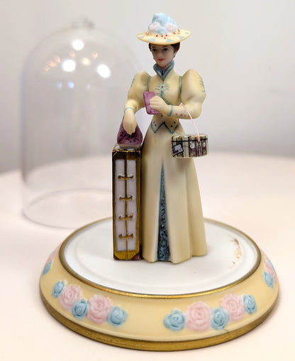 2002 Avon Mrs. Albee Award MINI Porcelain Figurine - 3.25", With Dome - Like New, No Box - Avon Presidents Club Miniature Award 2002