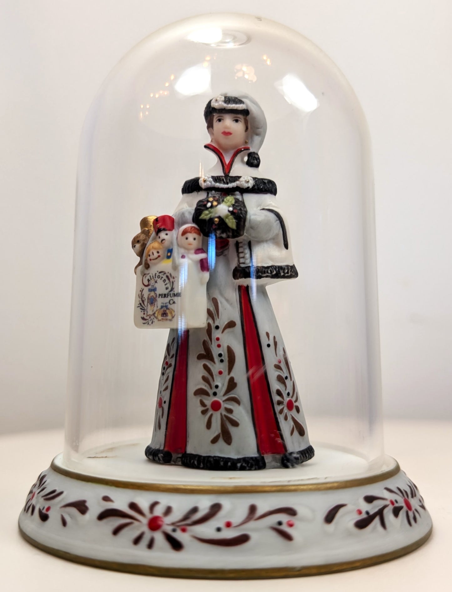 1999 Avon Mrs. Albee Award MINI Porcelain Figurine - 3.25", With Dome - Like New, No Box - Avon Presidents Club Miniature Award 1999