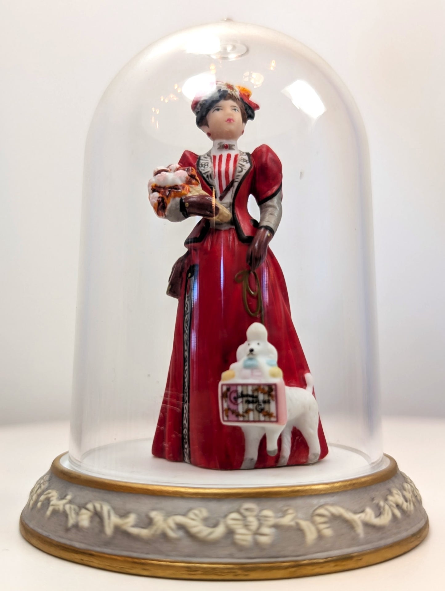 1997 Avon Mrs. Albee Award MINI Porcelain Figurine - 3.25", With Dome - Like New, No Box - Avon Presidents Club Miniature Award 1997