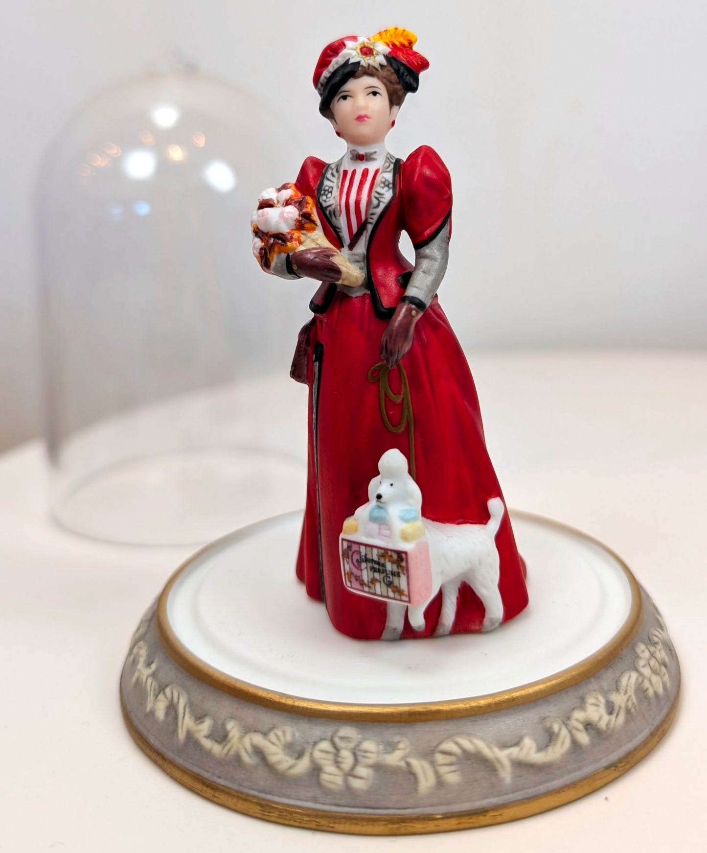 1997 Avon Mrs. Albee Award MINI Porcelain Figurine - 3.25", With Dome - Like New, No Box - Avon Presidents Club Miniature Award 1997