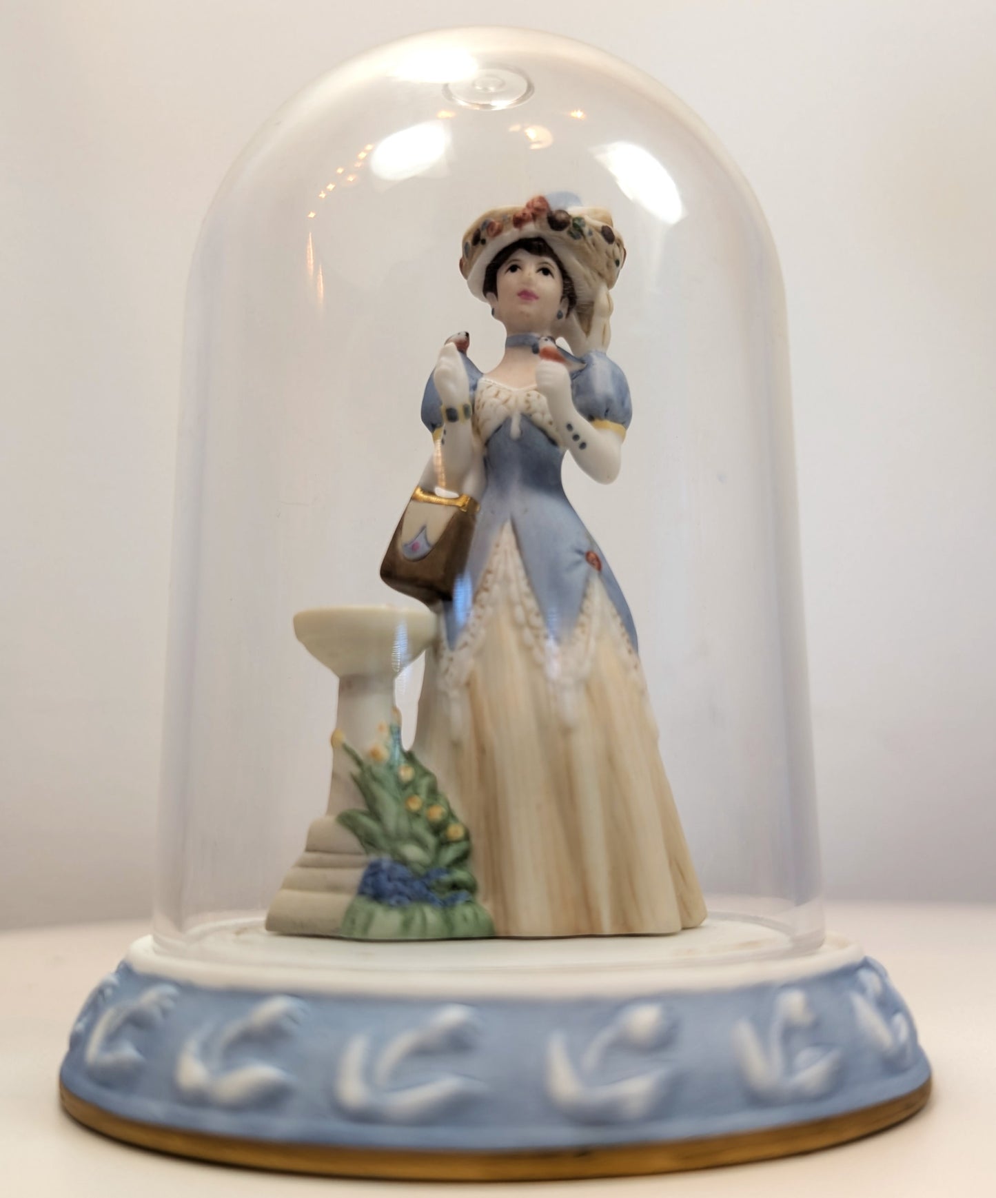 1998 Avon Mrs. Albee Award MINI Porcelain Figurine - 3.25", With Dome - Like New, No Box - Avon Presidents Club Miniature Award 1998