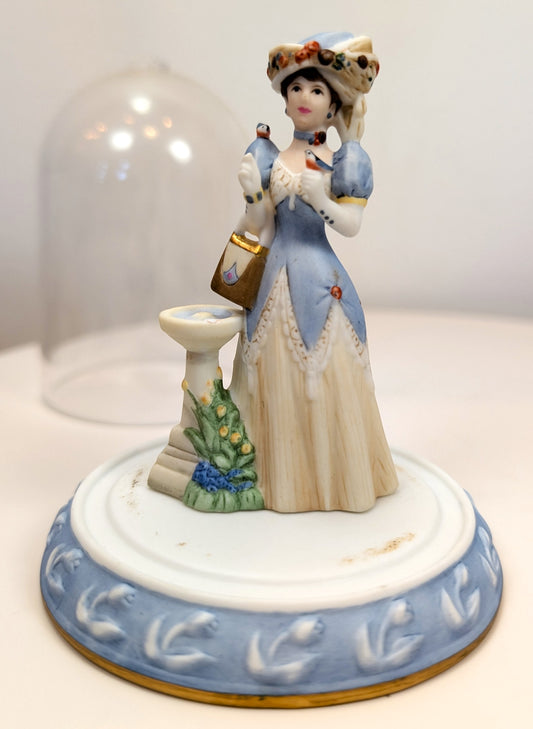 1998 Avon Mrs. Albee Award MINI Porcelain Figurine - 3.25", With Dome - Like New, No Box - Avon Presidents Club Miniature Award 1998