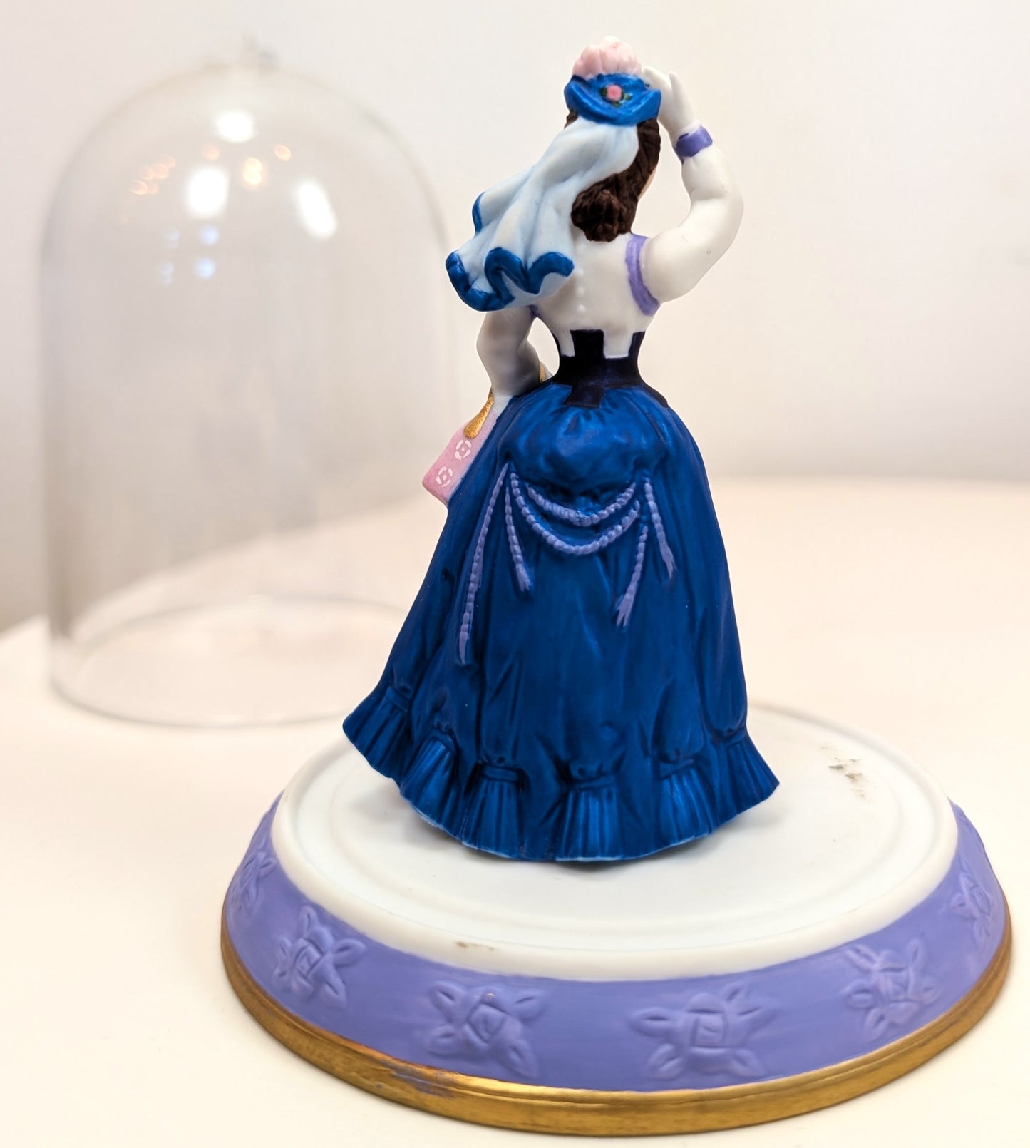 1996 Avon Mrs. Albee Award MINI Porcelain Figurine - 3.25", With Dome - Like New, No Box - Avon Presidents Club Miniature Award 1996