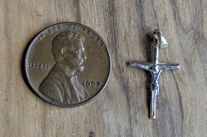 Dainty 14K Gold Jesus Crucifix Pendant - Stamped and Tested 10K Gold - Very Small Pendant