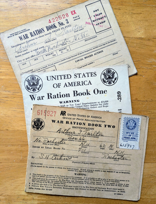 1942-43 World War II Ration Book Full Set - Books 1, 2, 3 - All Same Person - 1942 Vintage War Ration Booklet Complete Set of Three