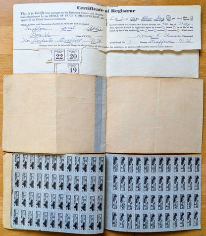 1942-43 World War II Ration Book Full Set - Books 1, 2, 3 - All Same Person - 1942 Vintage War Ration Booklet Complete Set of Three