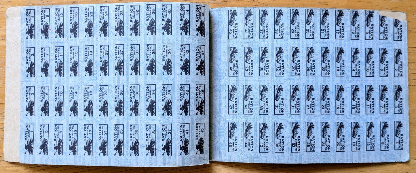 1943 World War II Ration Book No. 3 with Stamps - Most Stamps Included - 1943 Vintage War Ration Booklet Number Three