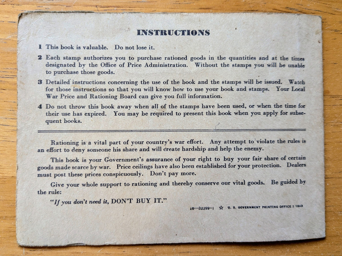 1943 World War II Ration Book No. 3 with Stamps - Most Stamps Included - 1943 Vintage War Ration Booklet Number Three