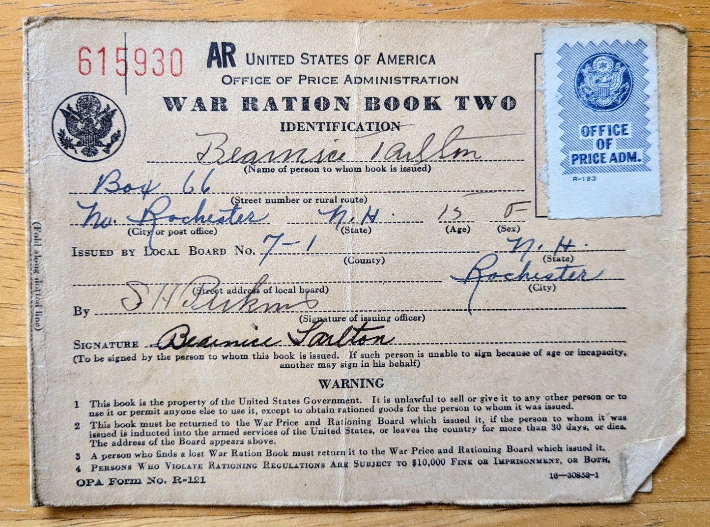 1942 World War II Ration Book No. 2 without Stamps - Empty Booklet - 1942 Vintage War Ration Booklet Number Two