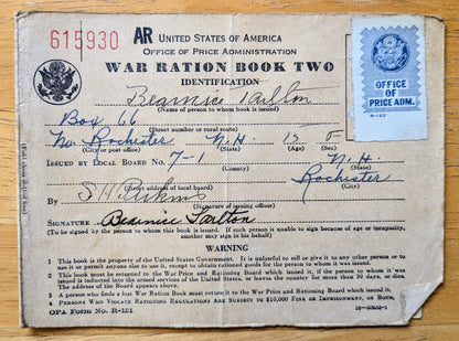 1942 World War II Ration Book No. 2 without Stamps - Empty Booklet - 1942 Vintage War Ration Booklet Number Two