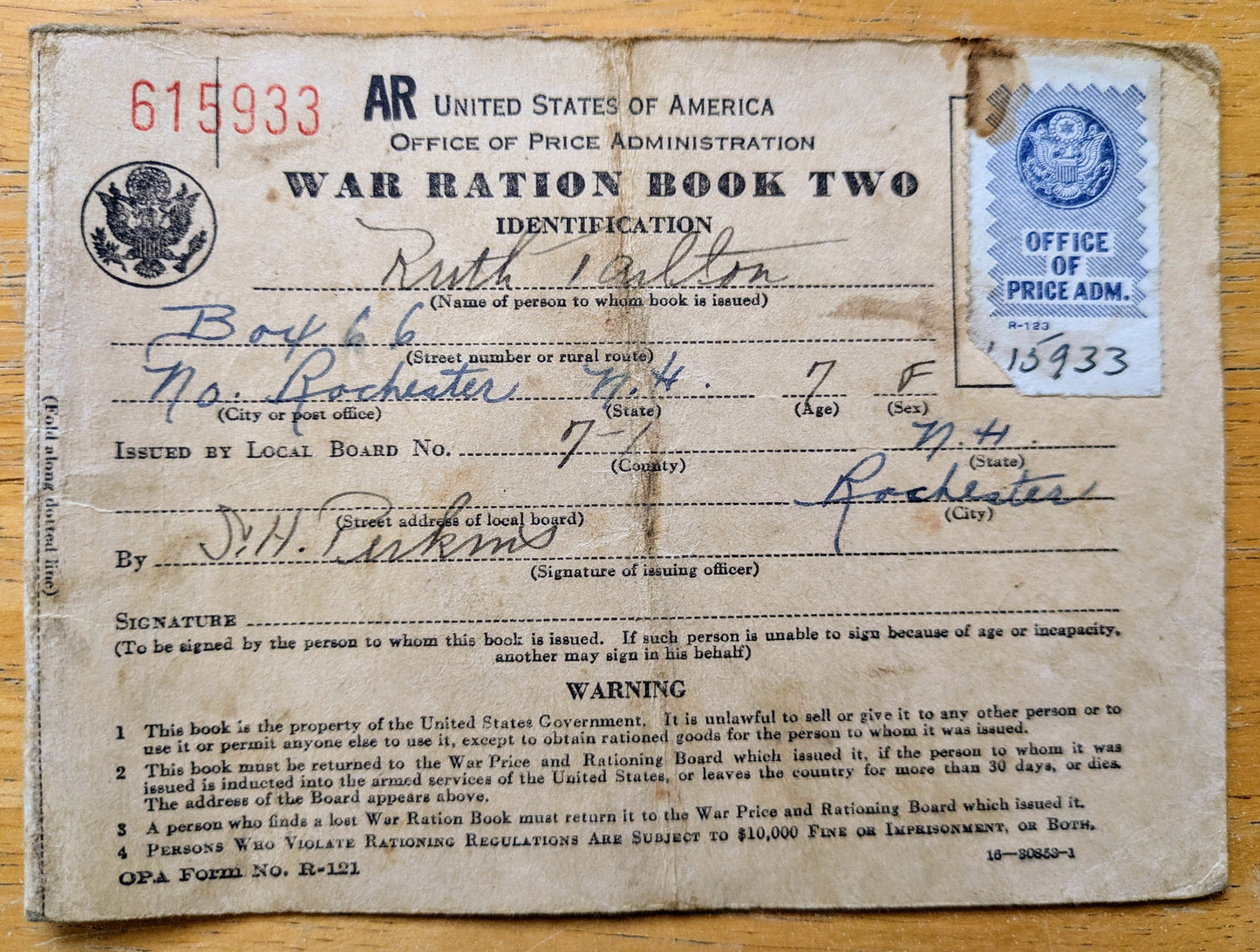 1942 World War II Ration Book No. 2 without Stamps - Empty Booklet - 1942 Vintage War Ration Booklet Number Two