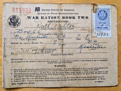 1942 World War II Ration Book No. 2 without Stamps - Empty Booklet - 1942 Vintage War Ration Booklet Number Two