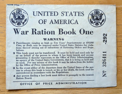 1942 World War II Ration Book No. 1 - With or Without Stamps - 1942 Vintage War Ration Booklet Number One