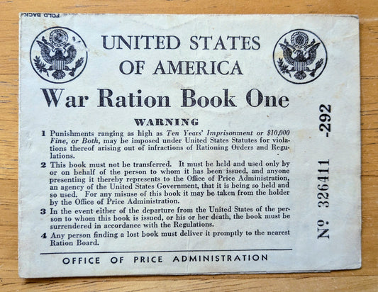 1942 World War II Ration Book No. 1 - With or Without Stamps - 1942 Vintage War Ration Booklet Number One