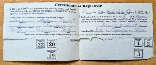 1942 World War II Ration Book No. 1 - With or Without Stamps - 1942 Vintage War Ration Booklet Number One