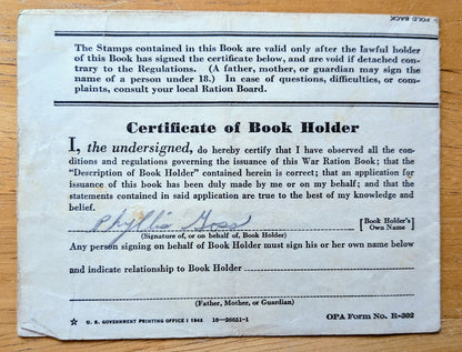 1942 World War II Ration Book No. 1 - With or Without Stamps - 1942 Vintage War Ration Booklet Number One