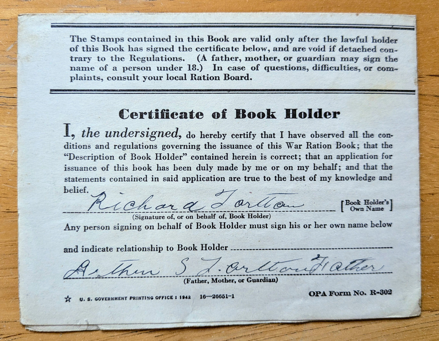 1942 World War II Ration Book No. 1 - With or Without Stamps - 1942 Vintage War Ration Booklet Number One