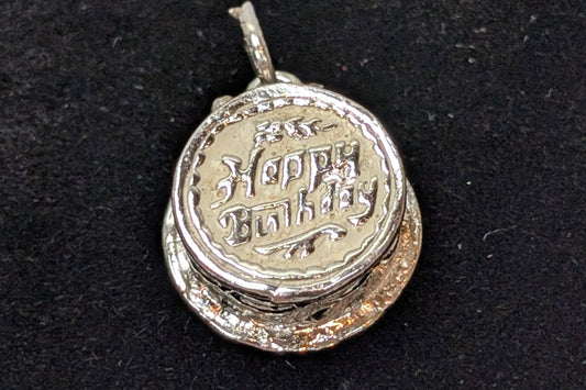Moveable Happy Birthday Cake Charm - Stamped and Tested Sterling Silver - Birthday Cake Sterling Silver Charm - Articulated Charms
