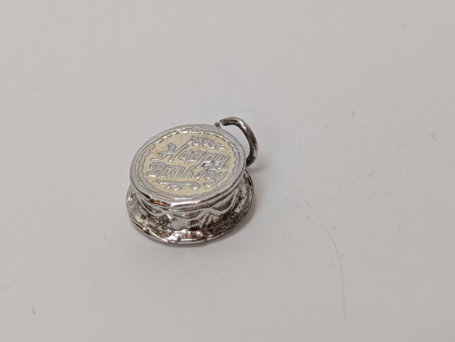 Moveable Happy Birthday Cake Charm - Stamped and Tested Sterling Silver - Birthday Cake Sterling Silver Charm - Articulated Charms