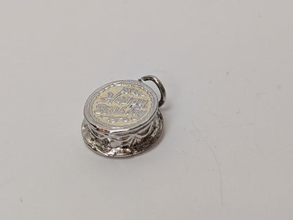 Moveable Happy Birthday Cake Charm - Stamped and Tested Sterling Silver - Birthday Cake Sterling Silver Charm - Articulated Charms