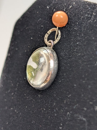 Beau Sterling Glass Encased Four-Leaf Clover Charm - Stamped and Tested Sterling Silver - Lucky Charm