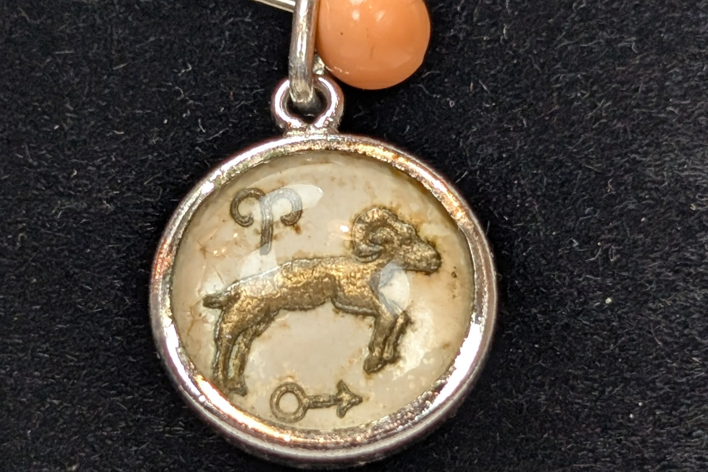 Sterling Silver Lucite Aries Pendant - Tested Sterling Silver - Astrology Pendant