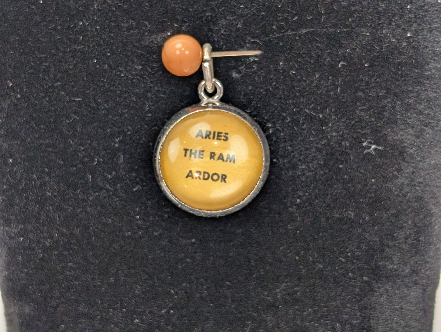 Sterling Silver Lucite Aries Pendant - Tested Sterling Silver - Astrology Pendant