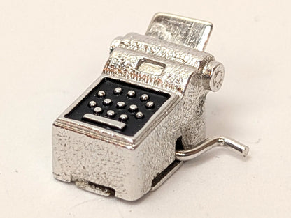 Antique Sterling Silver Moveable Register with Receipt Pendant - Vintage Adding Machine Sterling Silver Charm