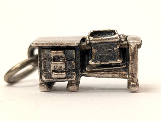 Antique Beau Sterling Typewriter and Desk Moveable Charm - Movable Pendant by Beau Sterling Silver Typewriter and Desk